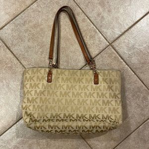 Tan Michael Kors Monogram Tote Bag